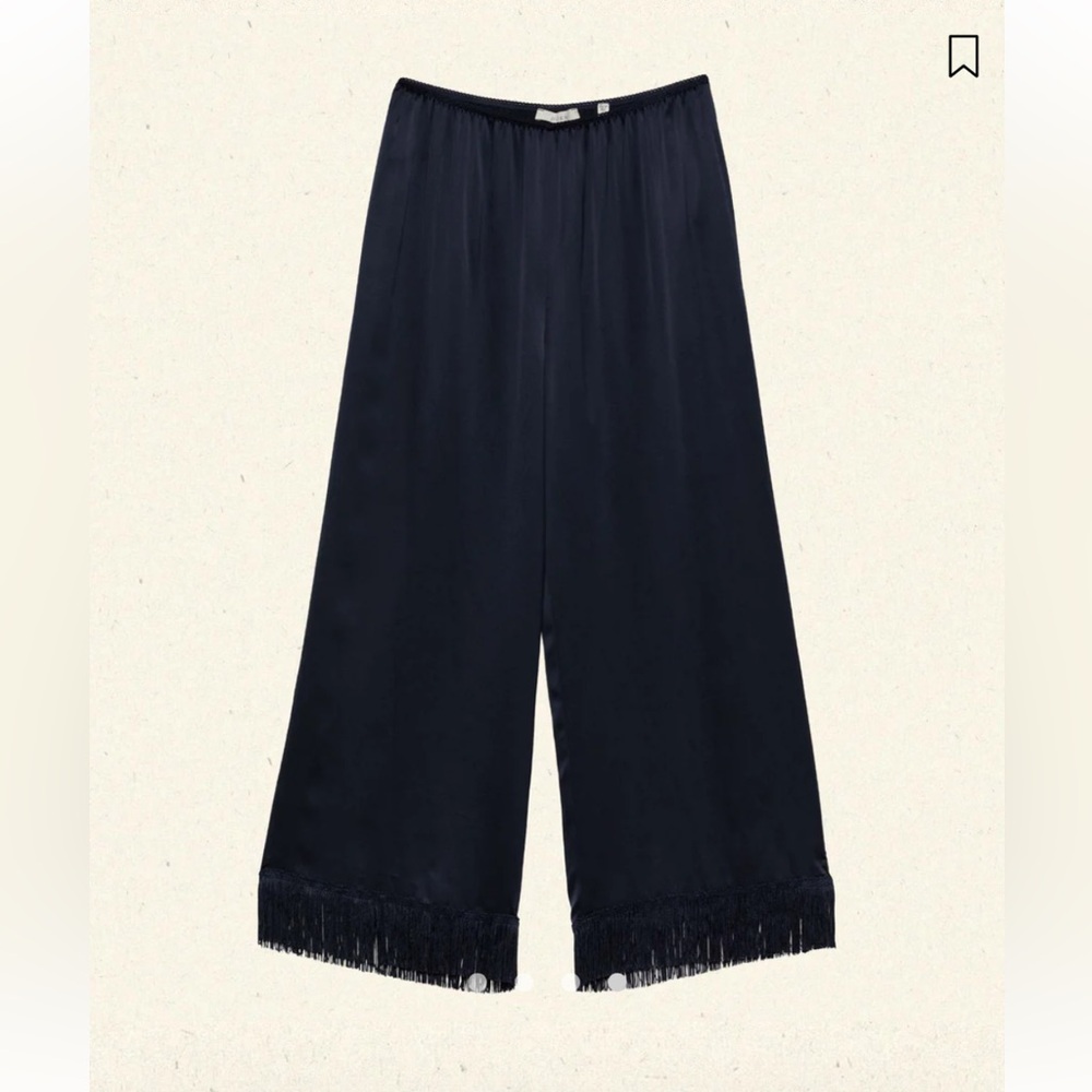 Doen Navy Silk Fringe Lavon Pant